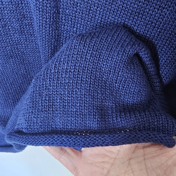 Marled Reunited L Sweater Slits Pullover Red USA‎ Embroidery Navy Blue - Picture 10 of 13